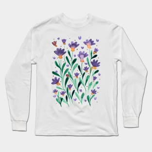 Forget me not flowers - retro periwinkle Long Sleeve T-Shirt